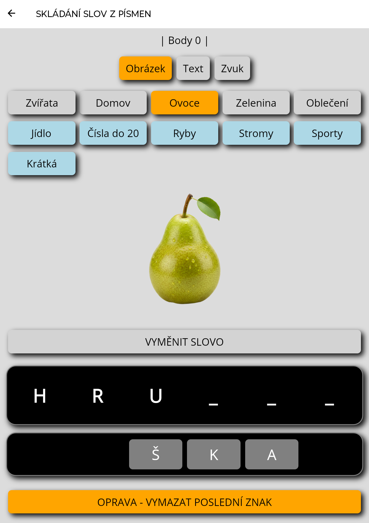 Modul Skládání slov